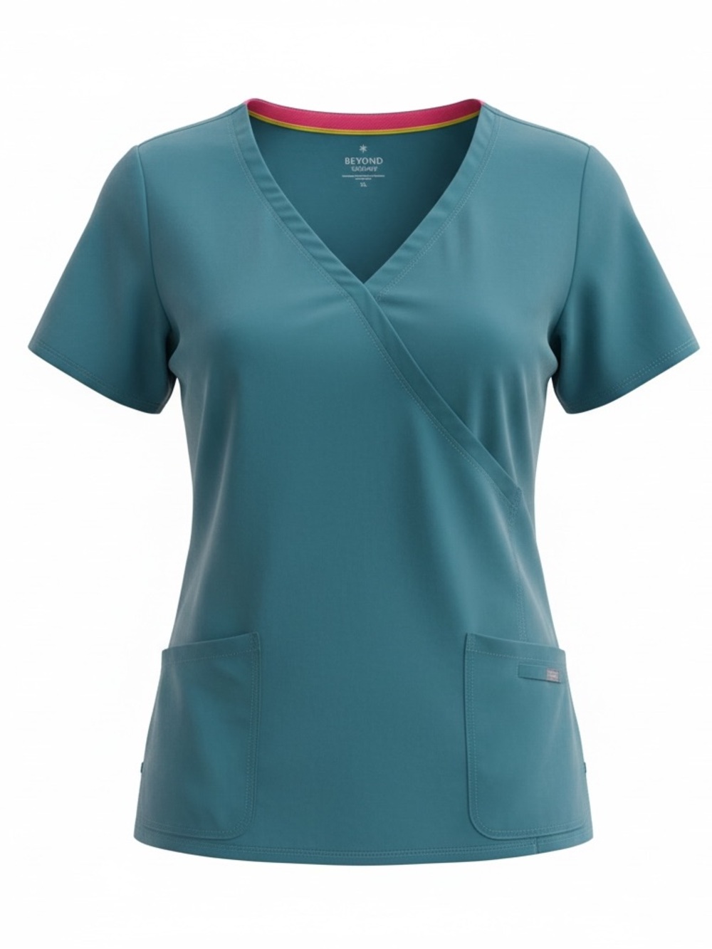 Beyond Scrubs Teal V-Neck Scrub Top with Front Pockets